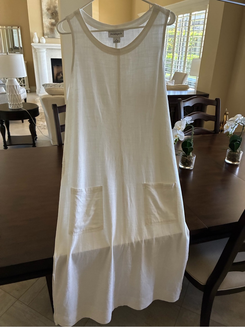 Peck & Peck White linen Sleeveless Maxi Dress